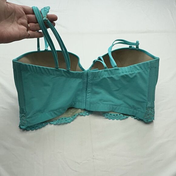 Lane Bryant Cacique Lightly Lined Multi-Way Strapless Crochet Teal Bra 42G Sexy - Picture 3 of 11